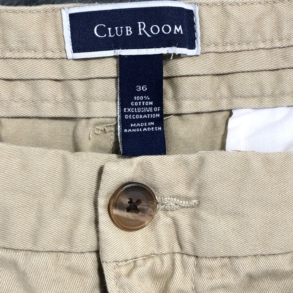 Club Room Chino Shorts‎ Mens 36 Tan Khaki Embroidered Bulldogs Cotton 100%